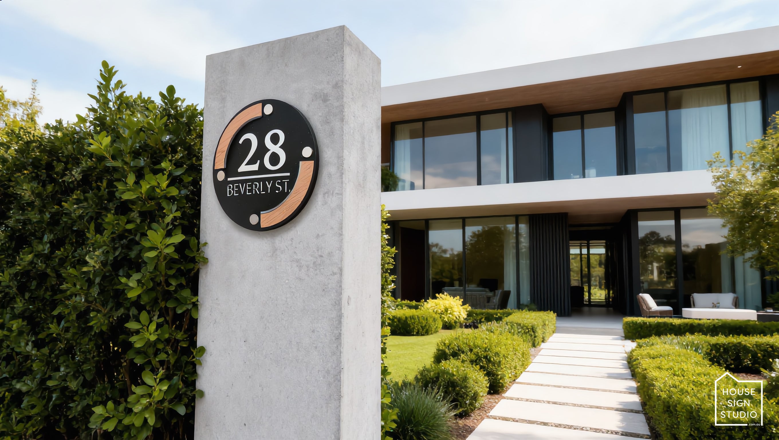 Lumi Halo Timber™ Illuminated Architectural House Sign